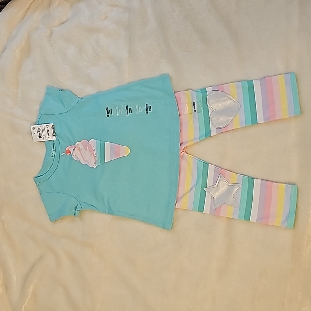 First Impressions Baby Toddler 2 PC Top & Leggings Ice Cream Girls Size 18M NWT